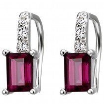 Ohrhänger 925 Sterlingsilber 2 Rhodolithe 6 Zirkonia Ohrringe