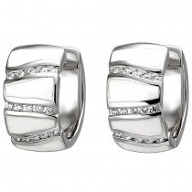 Creolen 925 Sterlingsilber 30 Zirkonia und weiße Emaille-Einlagen