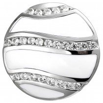 Anhänger 925 Sterlingsilber mit weißer Emaille und 24 Zirkonia