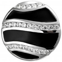 Anhänger 925 Sterlingsilber mit schwarzer Emaille und 24 Zirkonia