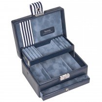 Schmuckkoffer Schmuckkasten YOUNG blau Schloss Schublade