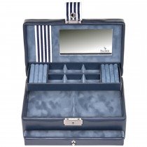 Schmuckkoffer Schmuckkasten YOUNG blau Schloss Spiegel Schublade