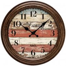 AMS 9619 Wanduhr Quarz analog braun rund