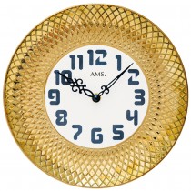 AMS 9615 Wanduhr Quarz analog golden Keramik-Gehäuse rund