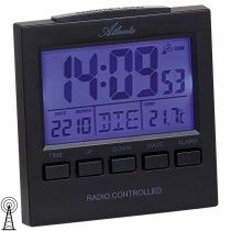 Wecker Funk Funkwecker digital schwarz mit Licht Snooze