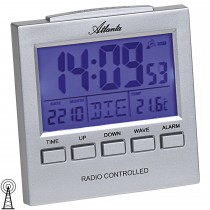 Wecker Funk Funkwecker digital silbern mit Licht Snooze