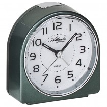 Atlanta 1932/6 Wecker Quarz analog metallicgrün leise ohne Ticken Snooze