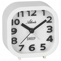 Atlanta 2110/0 Wecker Quarz analog weiß leise ohne Ticken mit Licht