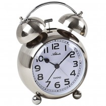 Atlanta 2102/19 Wecker Quarz analog silbern Glockenwecker Doppelglockenwecker