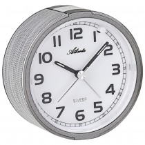 Atlanta 1993/19 Wecker Quarz analog silberfarben leise ohne Ticken mit Licht