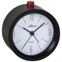 Atlanta 3099/7 Wecker Quarz analog schwarz leise ohne Ticken mit Licht Snooze