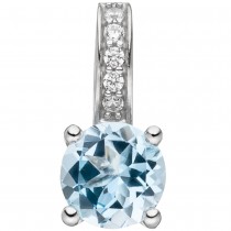 Anhänger 925 Sterling Silber 5 Zirkonia 1 Blautopas hellblau blau