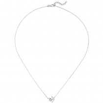 Kette mit Anhänger Anker 925 Silber bicolor vergoldet 18 Zirkonia 45 cm
