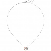 Collier Kette mit Anhänger 925 Silber bicolor vergoldet 18 Zirkonia 45 cm