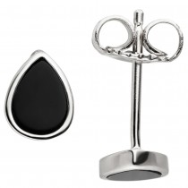 Ohrstecker Tropfen 925 Sterling Silber 2 Onyxe Ohrringe