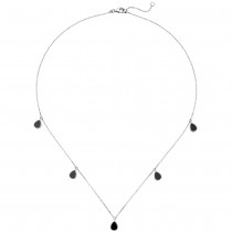 Collier Halskette 925 Sterling Silber 5 Onyxe 45 cm
