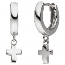 Creolen Kreuz 925 Sterling Silber Ohrringe 2.3g