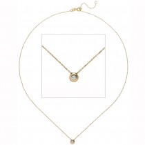 Collier Kette mit Anhänger 333 Gold Gelbgold 1 Zirkonia 45 cm 1.1g