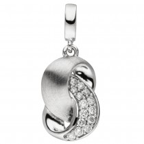 Anhänger 585 Gold Weißgold matt 14 Diamanten Brillanten