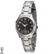 JOBO Damen Armbanduhr Funk Funkuhr Edelstahl Datum 190mm
