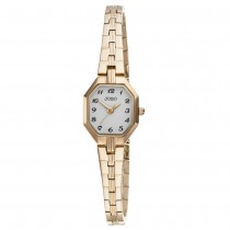 JOBO Damen Armbanduhr Quarz Analog Edelstahl vergoldet Damenuhr