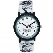 JOBO Kinder Armbanduhr Quarz Analog Edelstahl Aluminium Kinderuhr schwarz-weiß