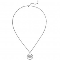 Collier Kette mit Anhänger Windrose Edelstahl schwarz beschichtet 55 cm