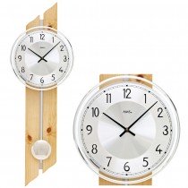 AMS 7469 Wanduhr Quarz mit Pendel Pendeluhr Holz Zirbe-Optik