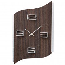 AMS 9612 Wanduhr Quarz analog nussbaum-farben geschwungen