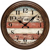 AMS 9619 Wanduhr Quarz analog braun rund