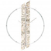 AMS 9604 Wanduhr Quarz analog Holz Birke-Optik mit Aluminium-Ring modern