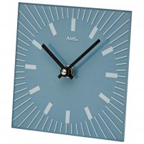 AMS 1157 Tischuhr Quarz analog blau mit Glas eckig modern