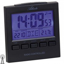 Wecker Funk Funkwecker digital schwarz mit Licht Snooze