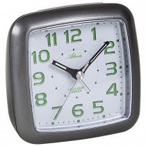 Wecker Quarz analog anthrazit leise ohne Ticken mit Licht