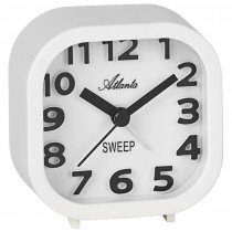 Atlanta 2110/0 Wecker Quarz analog weiß leise ohne Ticken mit Licht