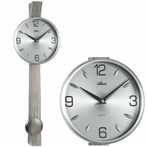 Atlanta Wanduhr Quarz mit Pendel Pendeluhr silbern