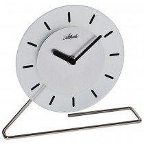 Atlanta Tischuhr Quarz Glas Milchglas silbern rund