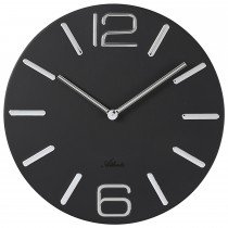 Atlanta Wanduhr Quarz analog Metall schwarz rund