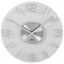 Atlanta Wanduhr Quarz analog Glas silbern rund