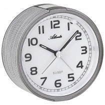 Atlanta 1993/19 Wecker Quarz analog silberfarben leise ohne Ticken mit Licht