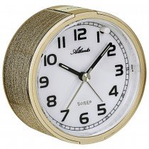 Atlanta 1993/9 Wecker Quarz analog golden leise ohne Ticken mit Licht Snooze