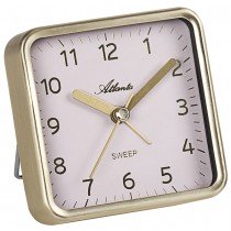 Atlanta 2113/9 Wecker Quarz analog golden leise ohne Ticken eckig quadratisch