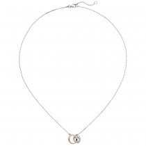 Collier Kette mit Anhänger 925 Silber bicolor vergoldet 18 Zirkonia 45 cm