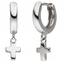 Creolen Kreuz 925 Sterling Silber Ohrringe 2.3g