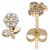Ohrstecker Blume 333 Gold Gelbgold 16 Zirkonia
