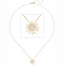 Collier Kette mit Anhänger Sonne 333 Gold Gelbgold 37 Zirkonia 44 cm