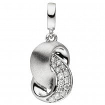 Anhänger 585 Gold Weißgold matt 14 Diamanten Brillanten