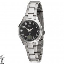 JOBO Damen Armbanduhr Funk Funkuhr Edelstahl Datum 190mm