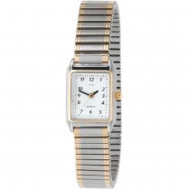 JOBO Damen Armbanduhr Quarz Analog Edelstahl bicolor Flexband