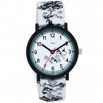 JOBO Kinder Armbanduhr Quarz Analog Edelstahl Aluminium Kinderuhr schwarz-weiß